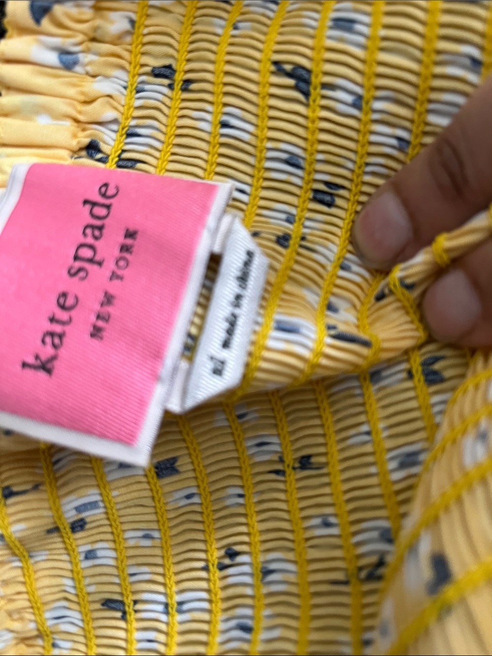 kate spade Yellow Floral Smocked Midi Dress - Picture 6 of 7